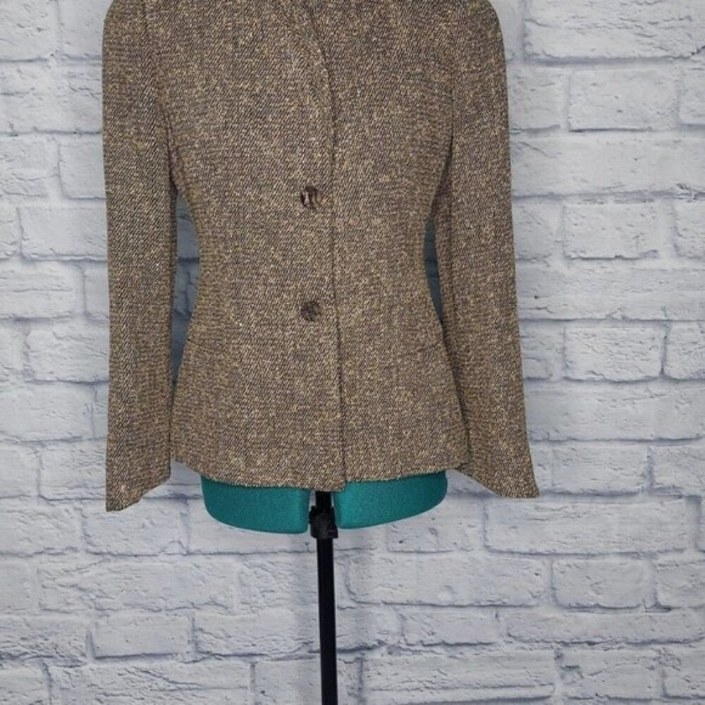 KRIZIA Womens Brown Wool Regular Fit Pockets Long Sleeve Blazer Jacket Size 40